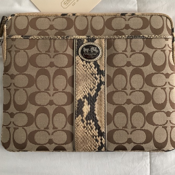 Coach iPad case. Never used. Beige/brown with “alligator” stripe - Picture 2 of 4